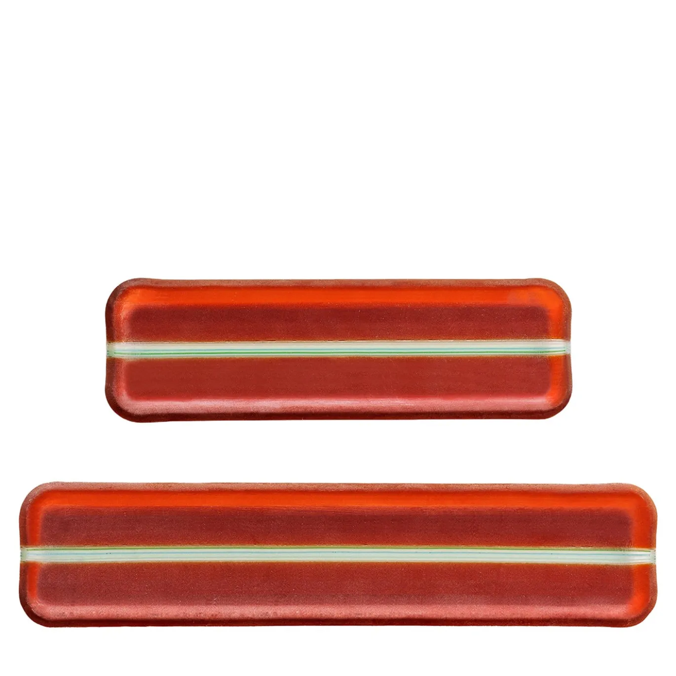 Set di 2 vassoi rettangolari in vetro rosso Corallo