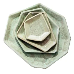 Set di 4 Vassoi sfaccettati Crystal Seed verdi