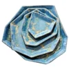 Set di 4 Vassoi Sfacettati Crystal Seed azzurri