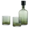 Set in vetro Murano Borealis Torse 3 pezzi Green con bottiglia e bicchieri