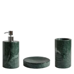 Set rotondo da bagno in marmo verde del Guatemala