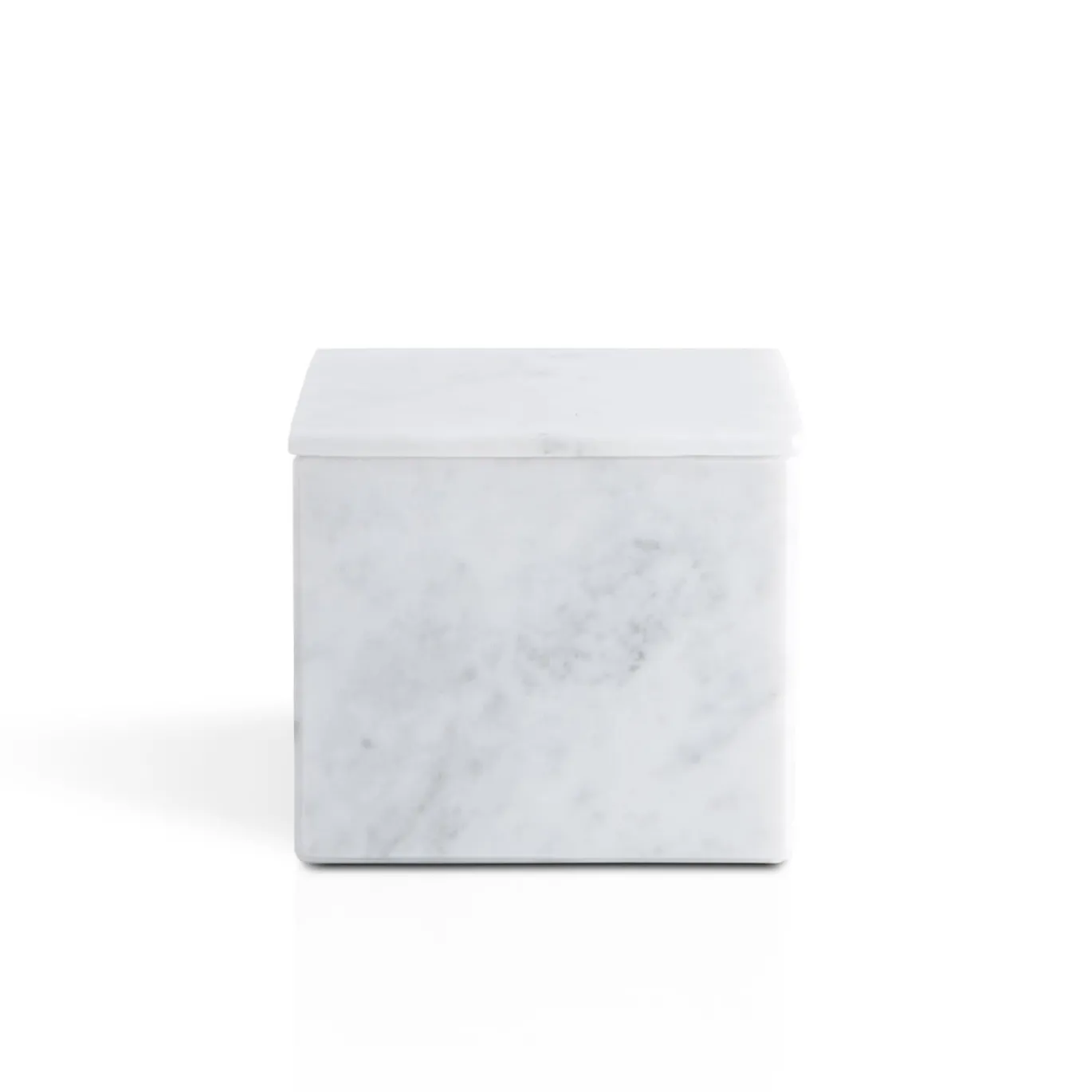 Set scatola cubica con coperchio e vassoio ospiti in marmo bianco di Carrara