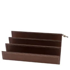 Smistatore di posta da tavolo in pelle beige