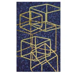 Solidi Platonici 1 Pannello in mosaico blu e oro