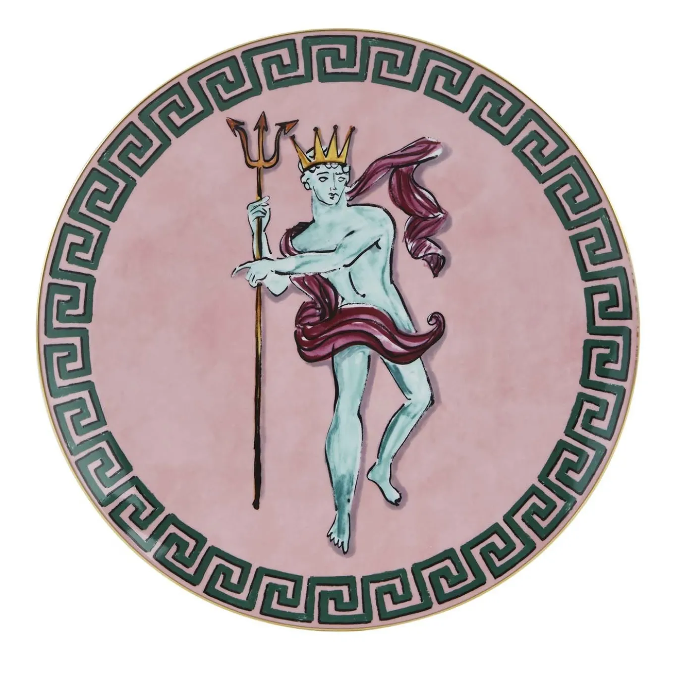 Sottopiatto/Centrotavola Il Viaggio di Nettuno in Porcellana Rosa di Luke Edward Hall