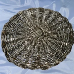 Sottopiatto rotondo intrecciato in argento placcato