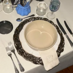 Sottopiatto rotondo intrecciato in argento placcato