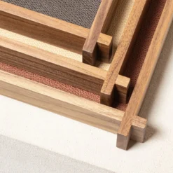 Structura Pelle e legno Vassoio rettangolare lungo per valet Medium #2