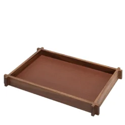 Structura Pelle e legno Vassoio rettangolare lungo per valet Large #2