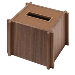 Structura Portafazzoletti quadrato in pelle e legno #1