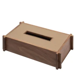 Structura Portafazzoletti rettangolare in pelle e legno #2