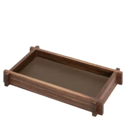 Structura Vassoio rettangolare lungo in pelle e legno Piccolo #1