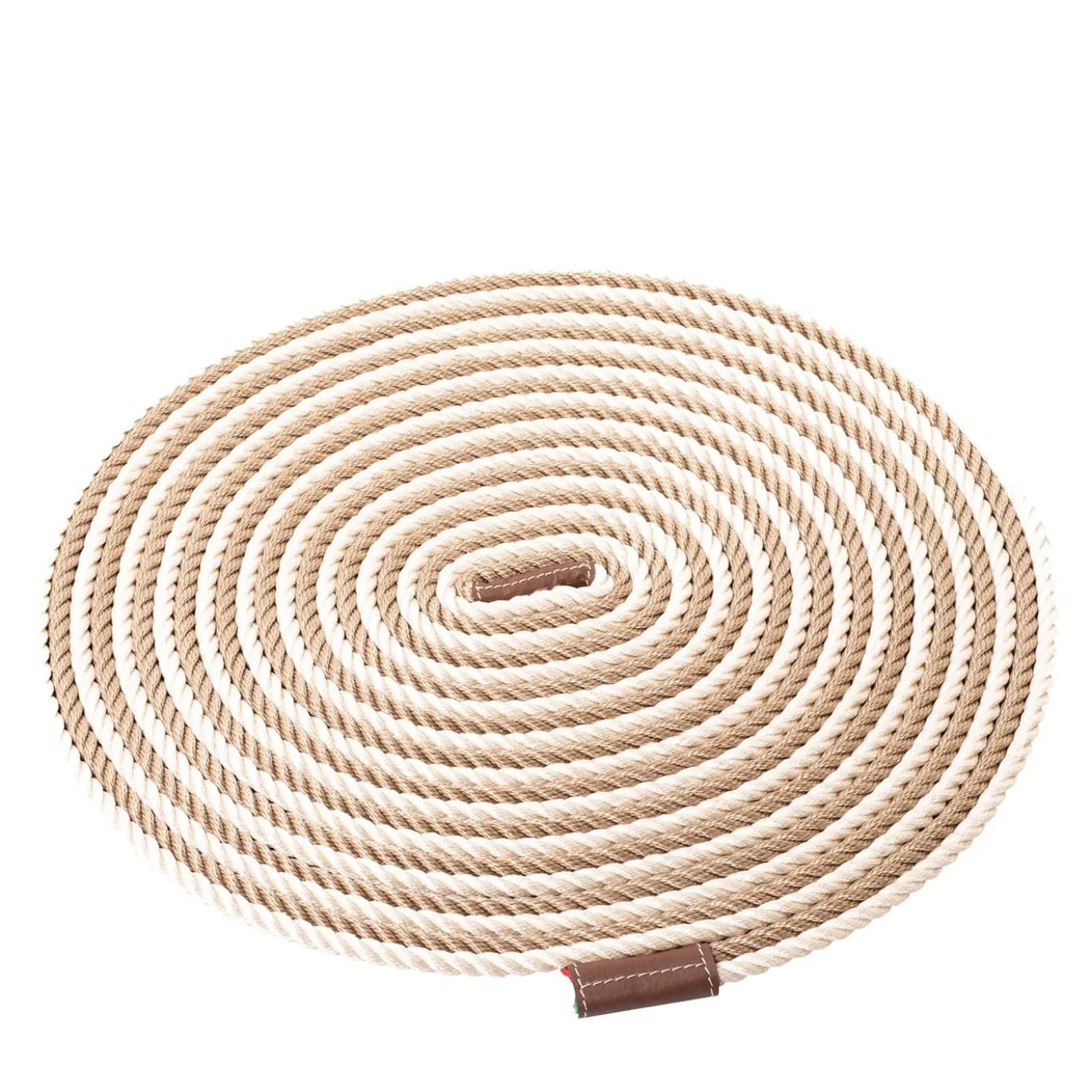 Stuoia da tavolo in corda arrotolata beige e bianca