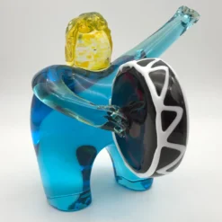 Suonatore con Tamburo Scultura in acquamarina