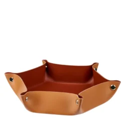 Svuotatasche in pelle color cognac e bordeaux