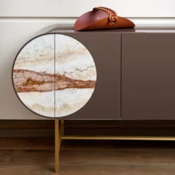 Svuotatasche in pelle Riviera Cognac e Bordeaux