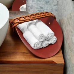 Svuotatasche in pelle Riviera Cognac e Bordeaux