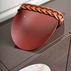 Svuotatasche in pelle Riviera Cognac e Bordeaux