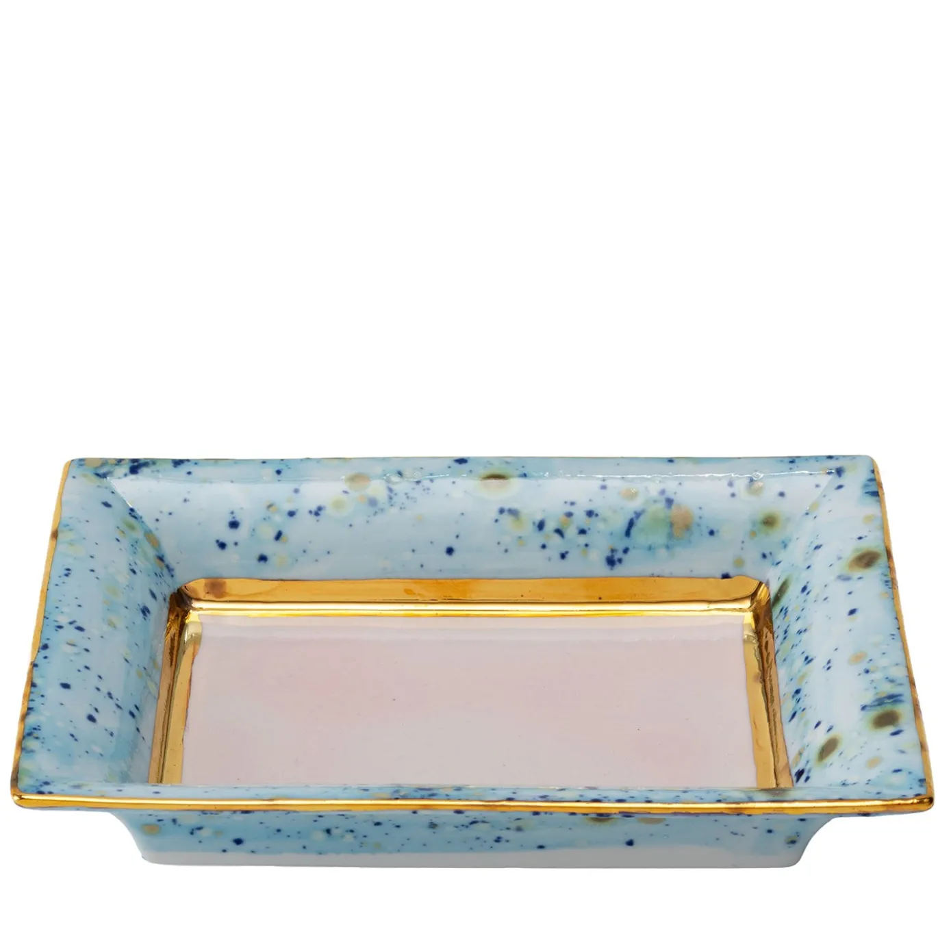 Svuotatasche rettangolare in porcellana blu e rosa