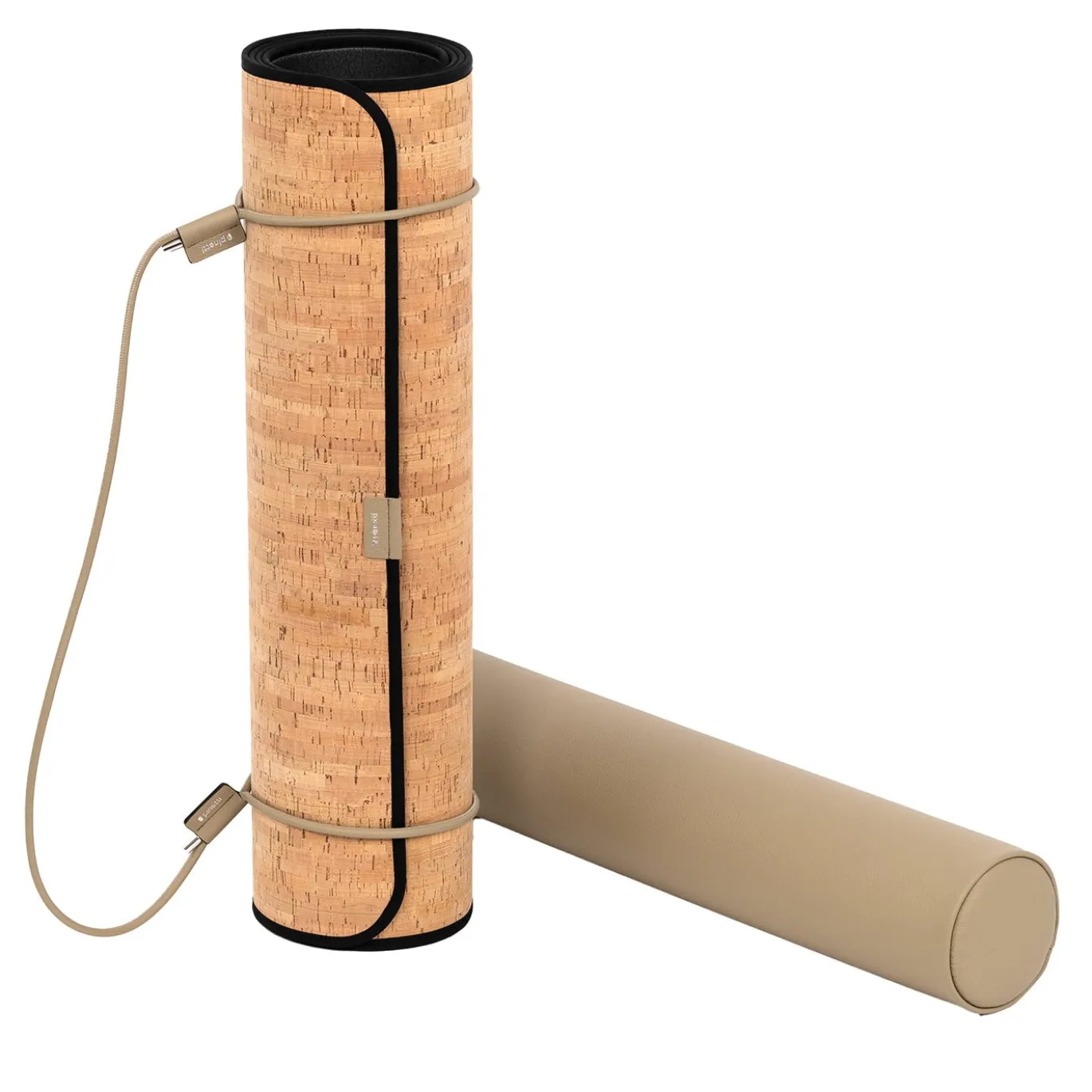 Tappetino per esercizi in sughero con cuscino taupe