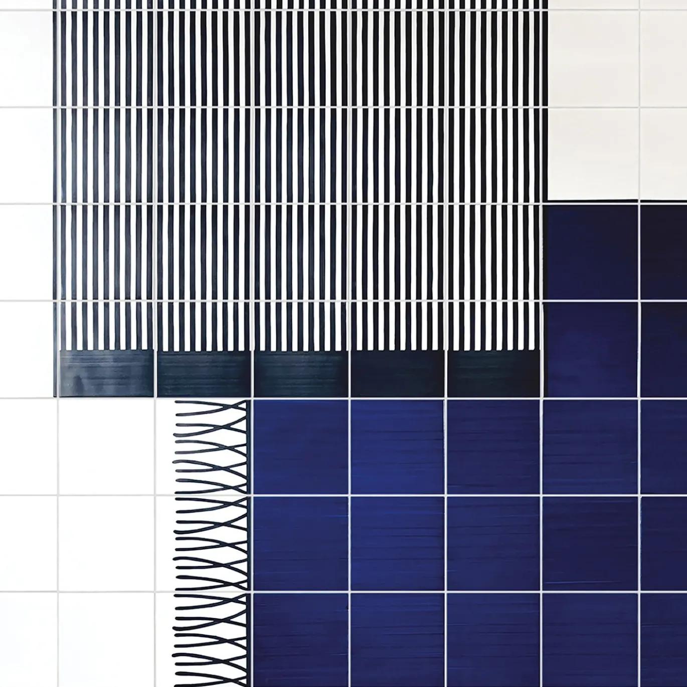 Tappeto Composizione ceramica blu e gialla di Giuliano Andrea dell'Uva 300 x 180
