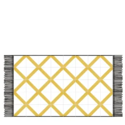 Tappeto giallo a rete Composizione ceramica di Giuliano Andrea dell'Uva 200 x 100