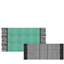 Tappeto Verde e Bianco e Nero Composizione ceramica di Giuliano Andrea dell'Uva 160 x 80