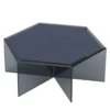 Tavolino da Caffe Frank 2 in vetro grigio fumé e pelle Prussian Blu