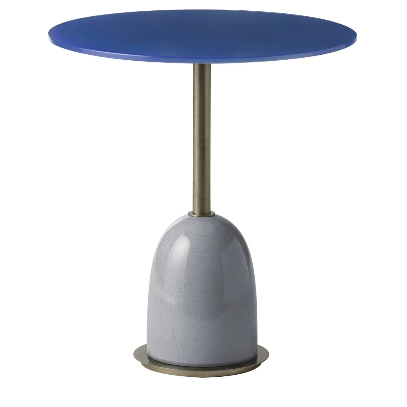 Tavolino Pins rotondo in ceramica e vetro blu