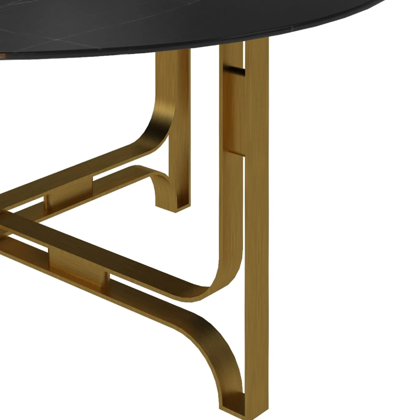 Tavolino rotondo Gregory con struttura in ottone e piano in marmo Sahara Noir