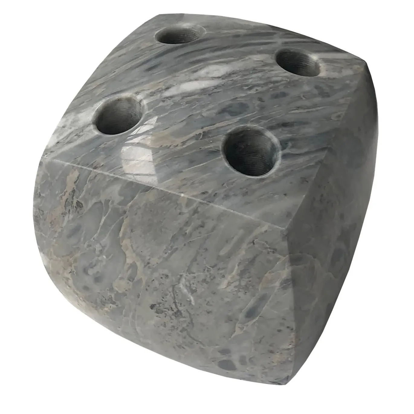 Tavolo da Gioco con Portastecche in Marmo Grigio di Adriano Design