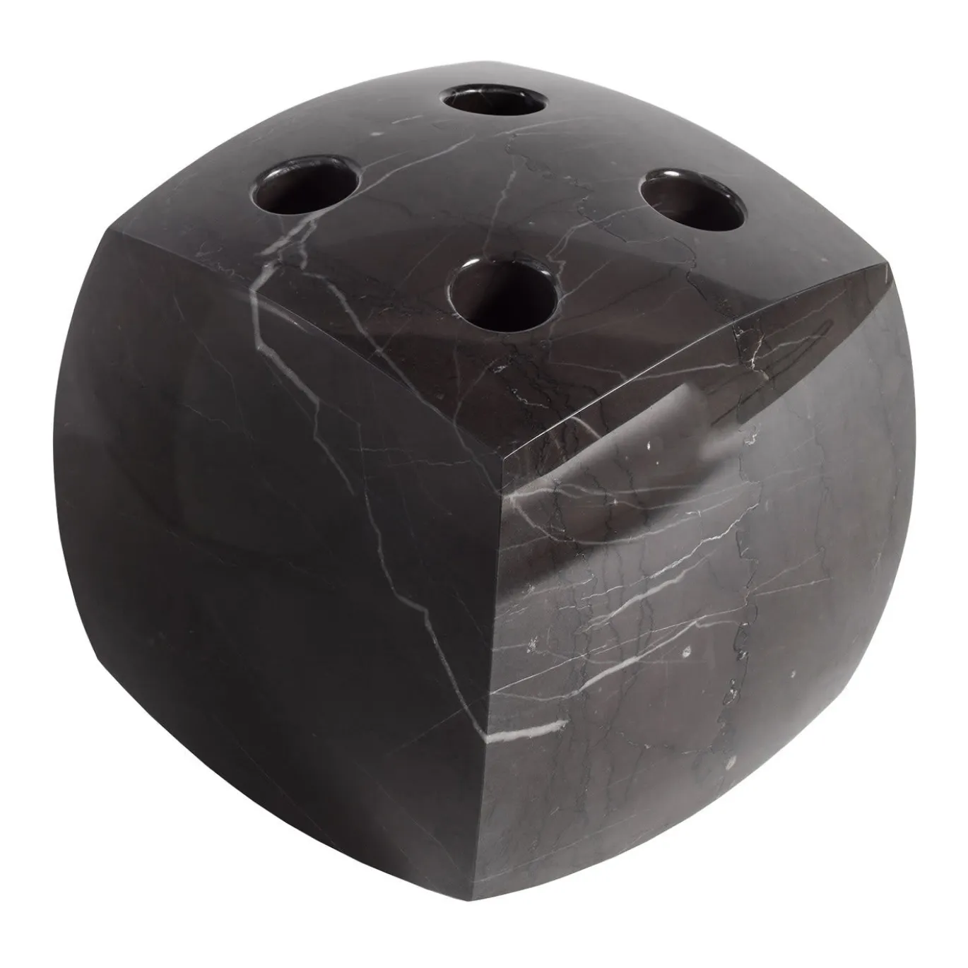 Tavolo da Gioco con Portastecche in Marmo Nero di Adriano Design