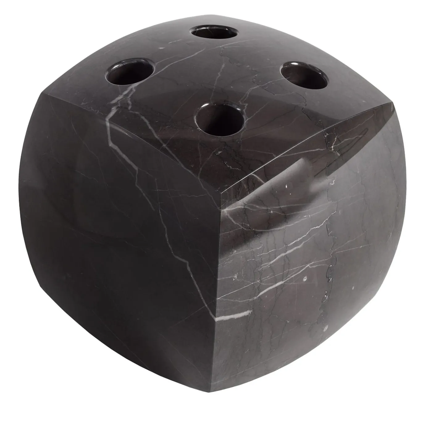 Tavolo da Gioco con Portastecche in Marmo Nero di Adriano Design