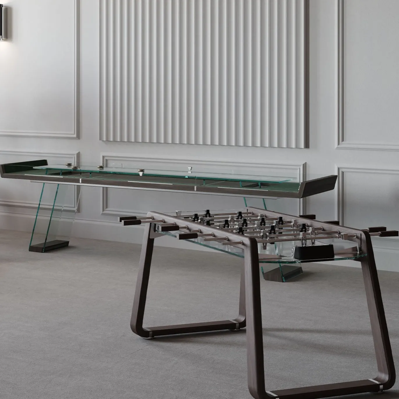 Tavolo da Shuffleboard Scivolo 9ft in Legno e Vetro