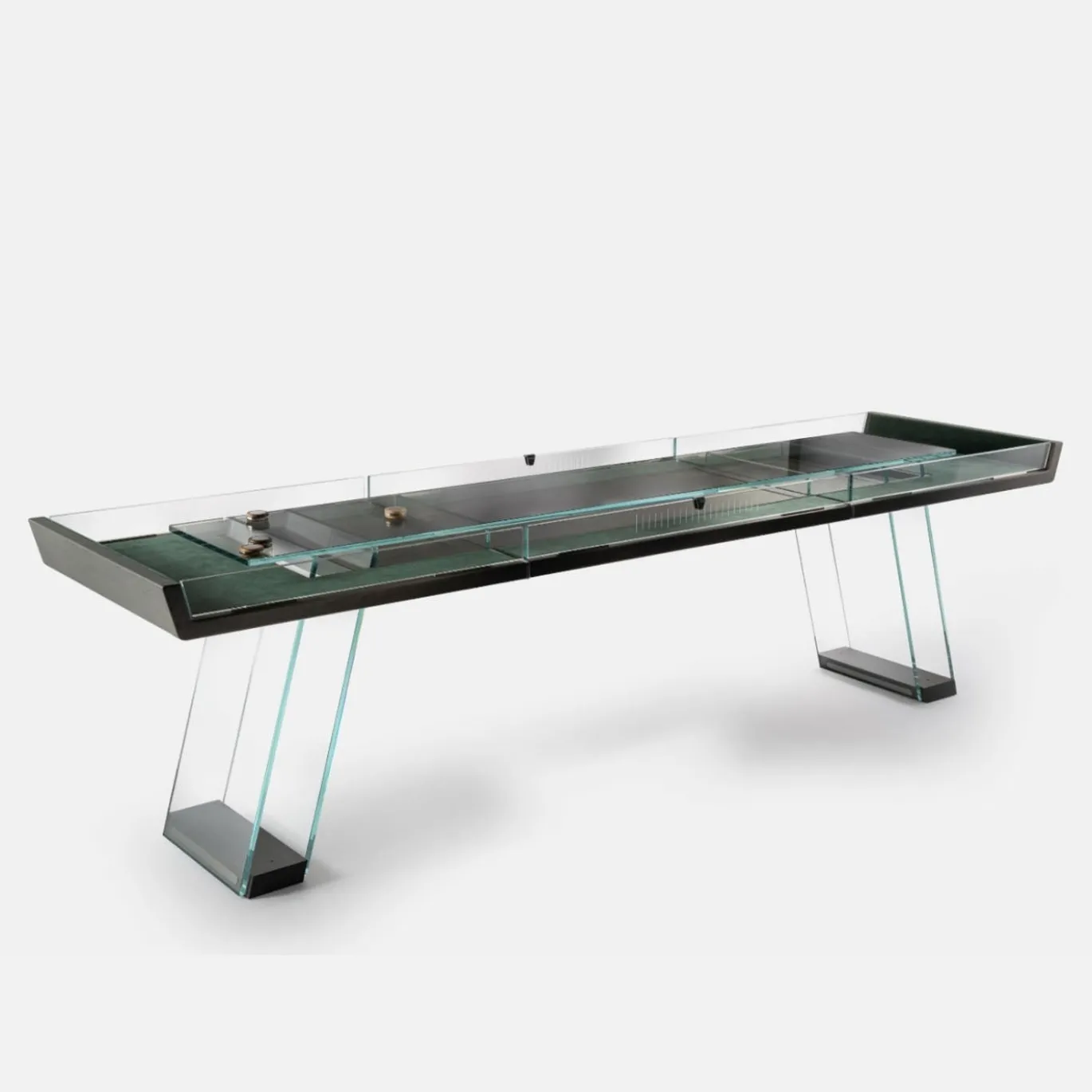 Tavolo da Shuffleboard Scivolo 9ft in Legno e Vetro