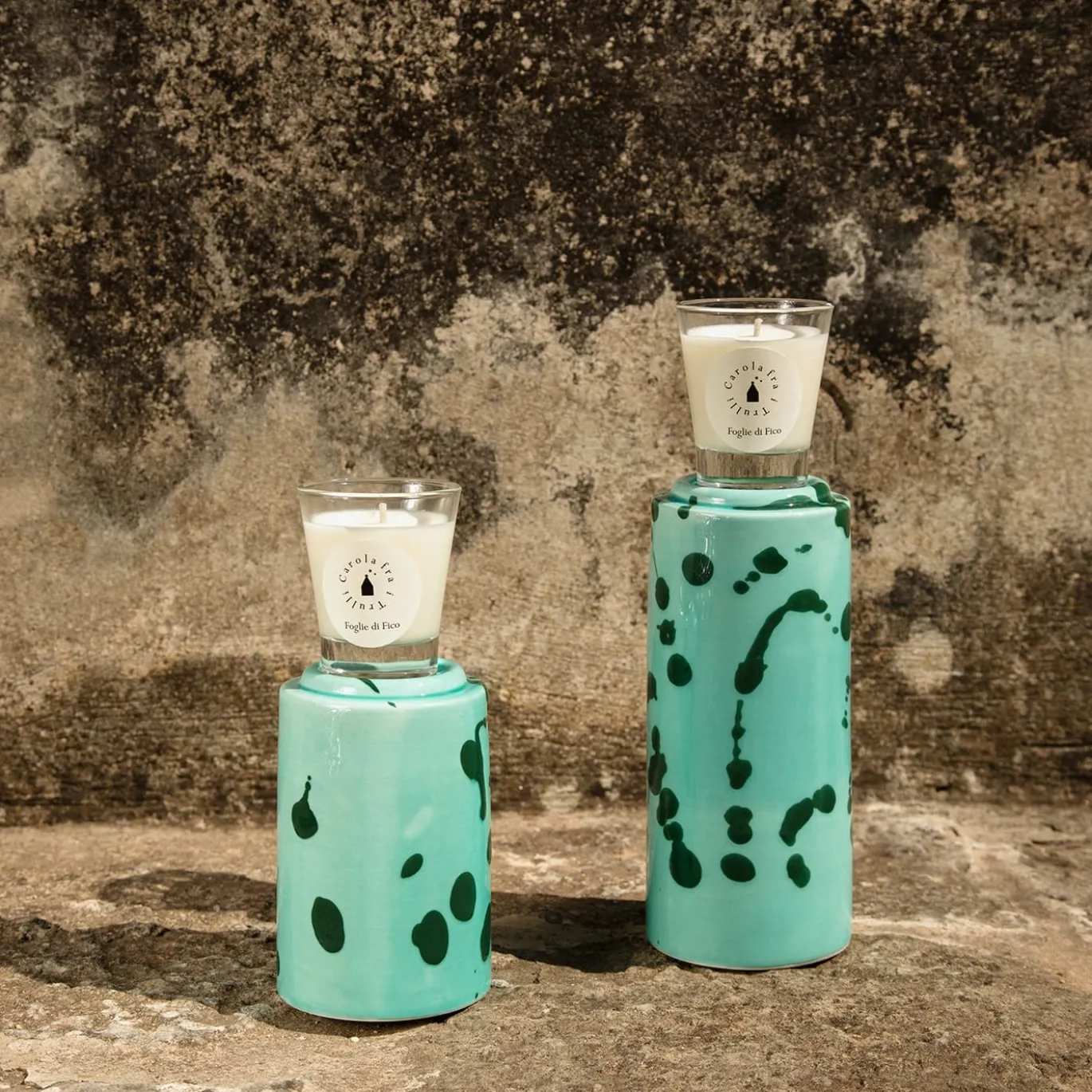 Totem verde e acqua con candela profumata Foglie di Fico