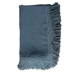 Tovaglia blu pietra con frangia extra lunga