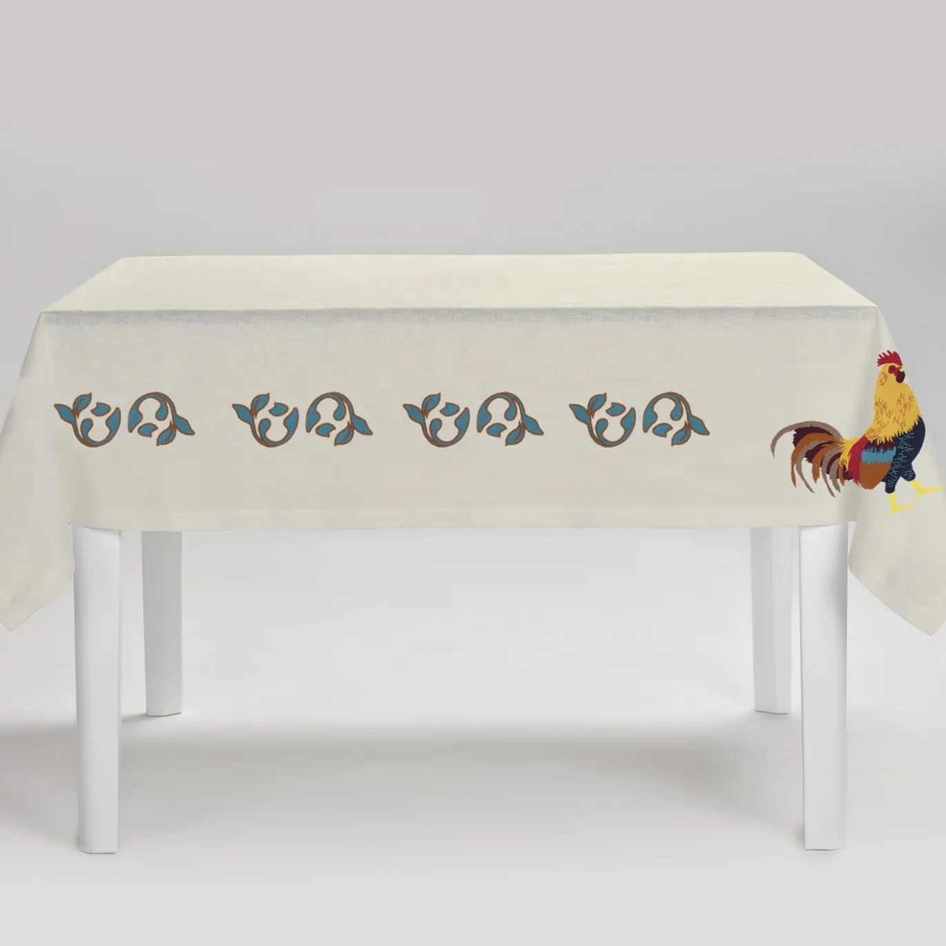 Tovaglia Gallo Multicolore Rettangolare Avorio