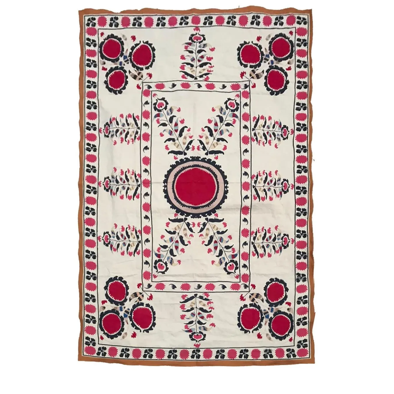 Tovaglia in cotone stampato fucsia Suzani