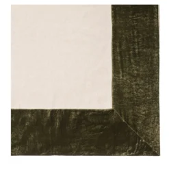 Tovaglia in lino naturale verde con bordo in velluto