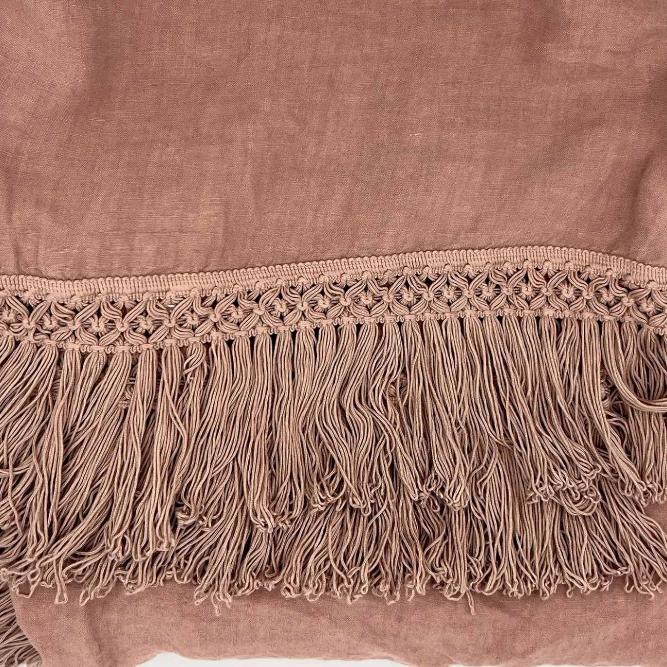 Tovaglia rosa vintage con frange extra lunghe