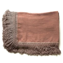 Tovaglia rosa vintage con frange extra lunghe