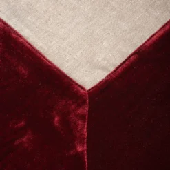 Tovaglia rossa in lino naturale con bordo in velluto