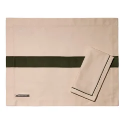 Tovagliette e tovaglioli - Beige e verde fango