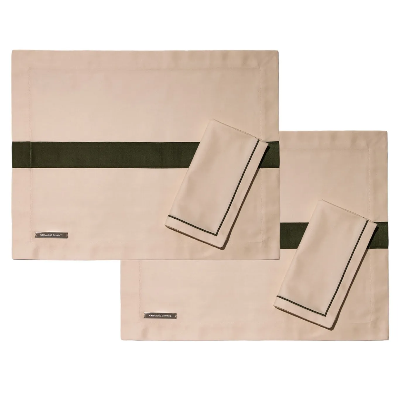 Tovagliette e tovaglioli - Beige e verde fango