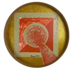 T1 Vassoio rotondo arancione e oro di Meccani Studio