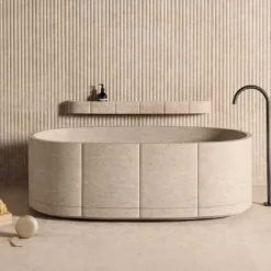 Vasca da bagno Oval Beige in marmo Sartoriale di Federico Peri