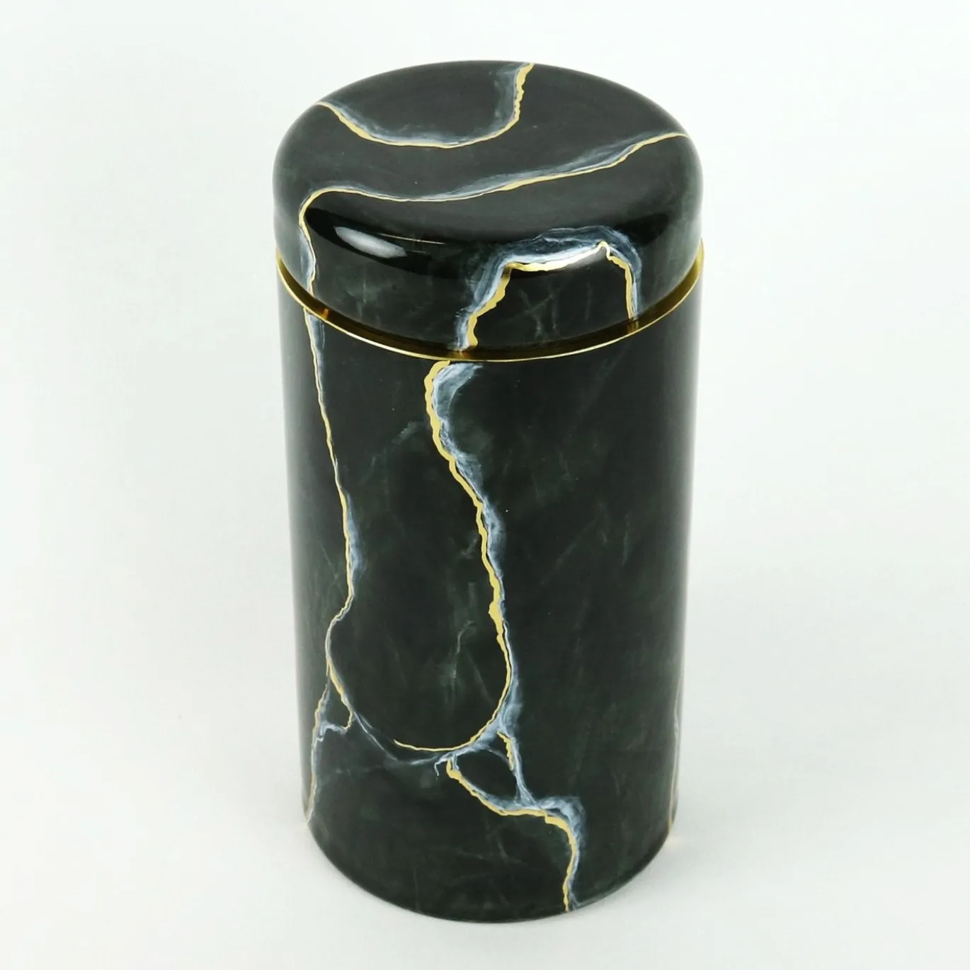 Vaso alto in vetro ispirato al marmo nero Portoro