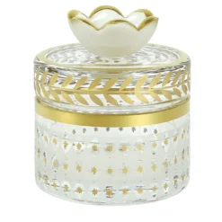 Vaso basso in vetro con motivo alloro oro