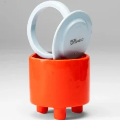 Vaso in ceramica arancione e azzurro Omotetia Stabilo